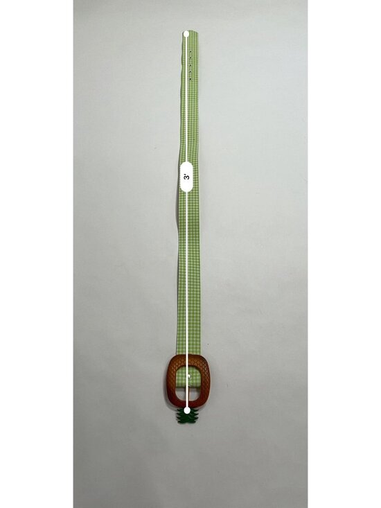 La Veste Green Cotton Gingham Button-Up Shirt Size M La Veste Gingham Pineapple Belt in Green/White